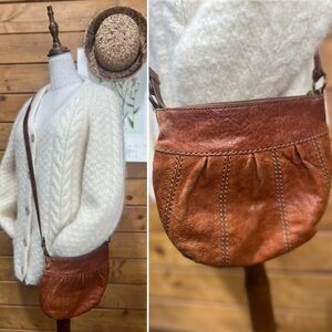 Fossil Genuine Leather Crossbody Bag Purse – Distressed Cognac Brown